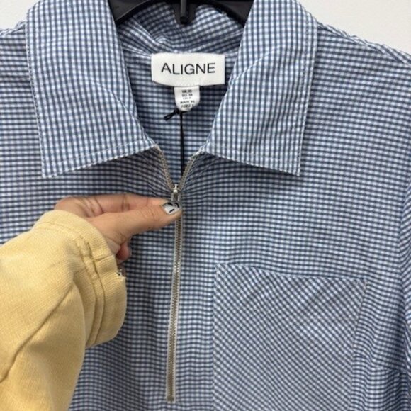 Aligne Blue/White Mini Check Dress | Size 6, NWT - Picture 4 of 9